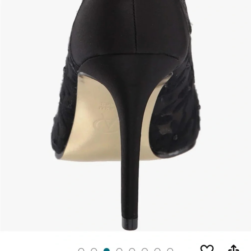 Adrianna Papell Women's Dressy Floral Lace Black Satin Pump Size 6 Wide NIB - Picture 6 of 8